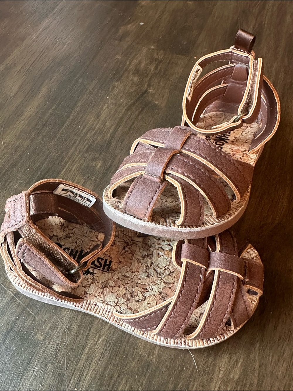 Girls Brown Leather Strappy Sandals